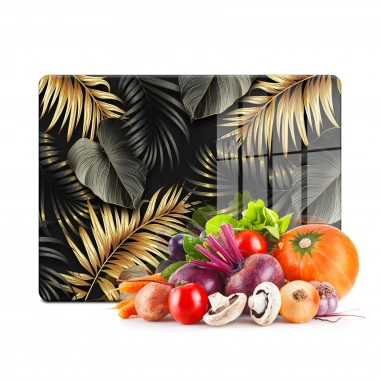 Decovetro Cam Kesme Tahtası ve Sunumluk Tropik Yaprak Desenli 20x30 Cm