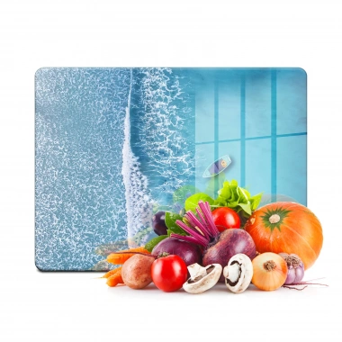 Decovetro Cam Kesme Tahtası ve Sunumluk Turkuaz Deniz Desenli 30x40 Cm