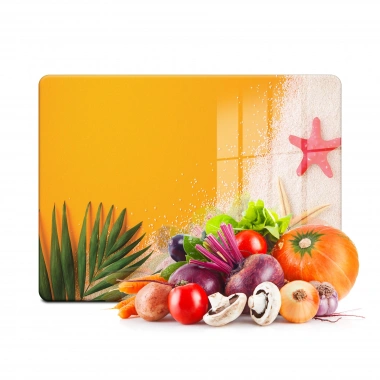 Decovetro Cam Kesme Tahtası ve Sunumluk Turuncu Yaz Desenli 20x30 Cm