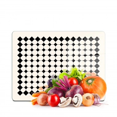 Decovetro Cam Kesme Tahtası ve Sunumluk Bej Geometrik Çizgiler 20x30 cm