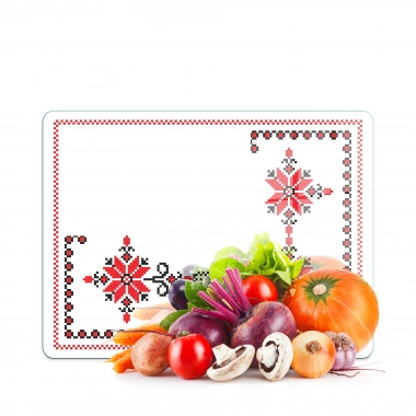 Decovetro Cam Kesme Tahtası ve Sunumluk Kanaviçe Desenli 30 x 40 cm