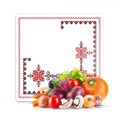 Decovetro Cam Kesme Tahtası ve Sunumluk Kare Kanaviçe Desenli 30 x 30 cm