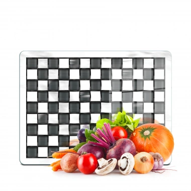 Decovetro Cam Kesme Tahtası ve Sunumluk MacKenzie Siyah Beyaz 20x30 cm