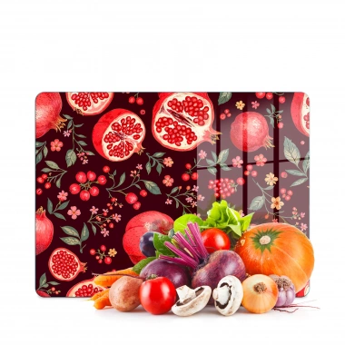 Decovetro Cam Kesme Tahtası ve Sunumluk Nar Desenli 30 x 40 cm