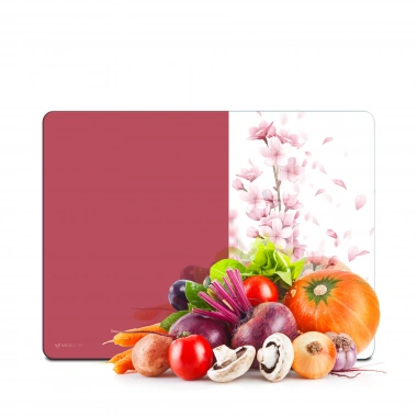 Decovetro Cam Kesme Tahtası ve Sunumluk ve Sunum Tabağı Vintage Pembe Çiçekler 30x40 cm