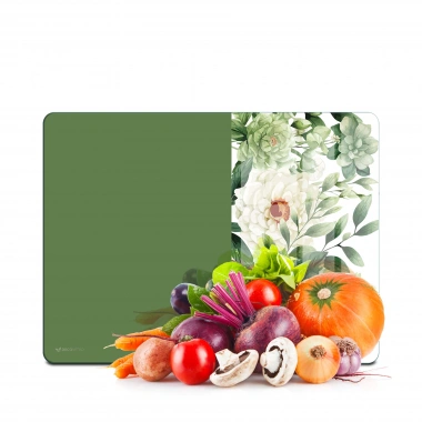 Decovetro Cam Kesme Tahtası ve Sunumluk Vintage Yeşil Çiçek 20x30 cm