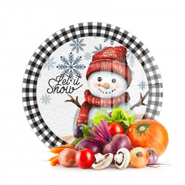 Decovetro Cam Kesme Tahtası ve Sunumluk Yuvarlak Winter Yılbaşı Desenli 30 x 30 cm