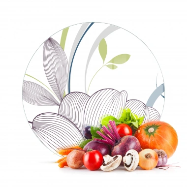 Decovetro Cam Kesme Tahtası ve Sunumluk Yuvarlak Çizgi Çiçek Desenli 30x30 Cm