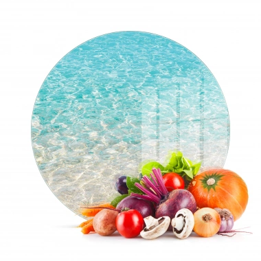 Decovetro Cam Kesme Tahtası ve Sunumluk Yuvarlak Deniz Kum Sahil Desenli 30x30 Cm