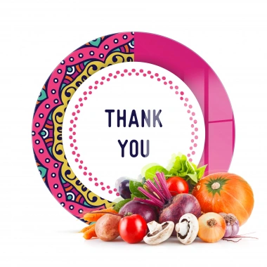 Decovetro Cam Kesme Tahtası ve Sunumluk Yuvarlak Thank You Desenli 30x30 Cm