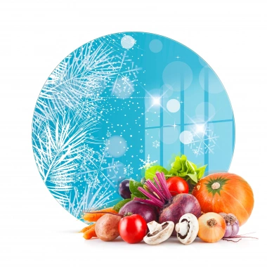 Decovetro Cam Kesme Tahtası ve Sunumluk Yuvarlak Yılbaşı Ağaç Desenli 30x30 Cm