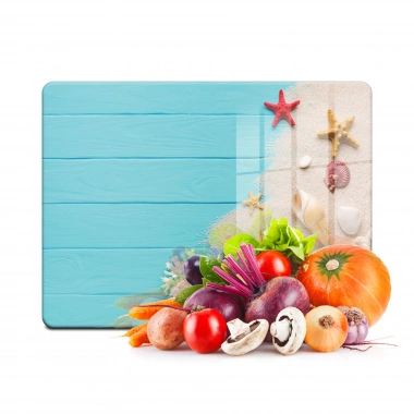 Decovetro Cam Kesme Tahtası ve Sunumluk Turkuaz Yaz Desenli 20x30 Cm