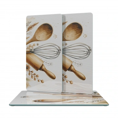 Decovetro Cam Sunum Servis Tabağı 3lü Dikdörtgen Set Kitchenware Desenli