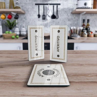 Decovetro Cam Sunum Servis Tabağı 3lü Dikdörtgen Set Bon Appetit