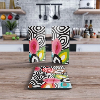 Decovetro Cam Sunum Servis Tabağı 3lü Dikdörtgen Set Lavinia