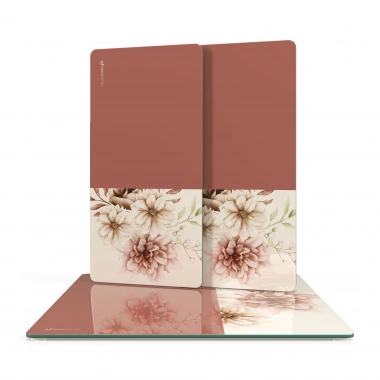 Decovetro Cam Sunum Servis Tabağı 3lü Kare Set Vintage Gül Kurusu