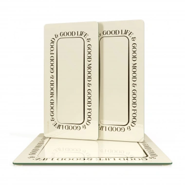 Decovetro Cam Sunum Servis Tabağı 3lü Kare Set Good Life