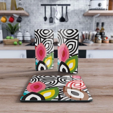 Decovetro Cam Sunum Servis Tabağı 3lü Kare Set Lavinia