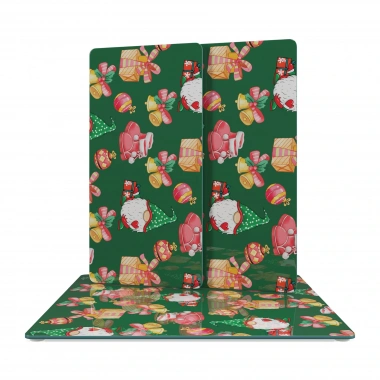 Decovetro Cam Sunum Servis Tabağı 3lü Kare Set Noel Yılbaşı Desenli