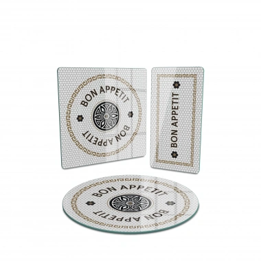 Decovetro Cam Sunum Servis Tabağı 3lü Karma Set Bon Appetit