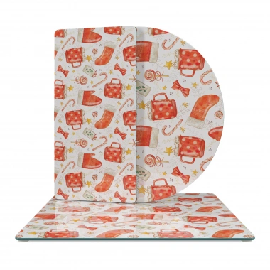 Decovetro Cam Sunum Servis Tabağı 3lü Karma Set Christmas Yılbaşı Desenli