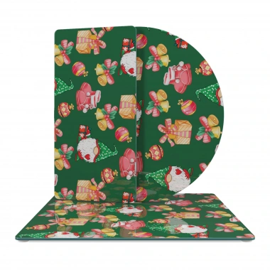 Decovetro Cam Sunum Servis Tabağı 3lü Karma Set Noel Yılbaşı Desenli