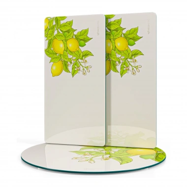 Decovetro Cam Sunum Servis Tabağı 3lü Yuvarlak Set Vintage Lemon