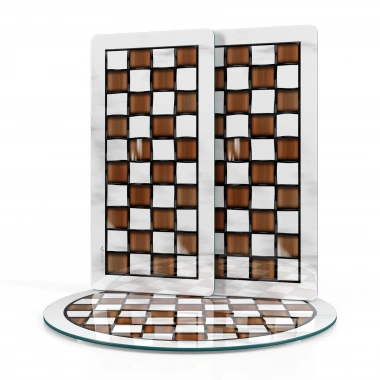 Decovetro Cam Sunum Servis Tabağı 3lü Yuvarlak Set MacKenzie Kahve Beyaz