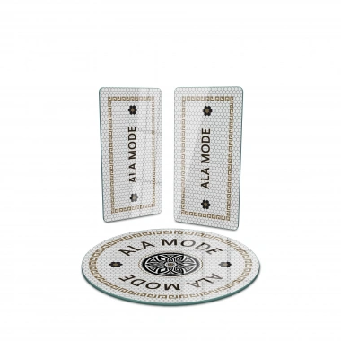 Decovetro Cam Sunum Servis Tabağı 3lü Yuvarlak Set Ala Mode