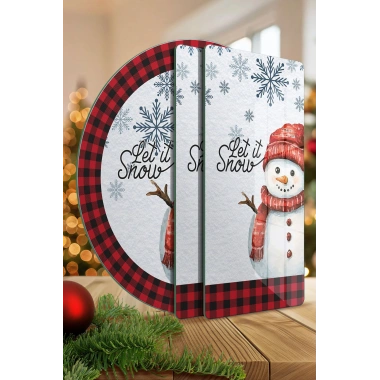 Decovetro Cam Sunum Servis Tabağı 3lü Yuvarlak Set Christmas Winter Yılbaşı Desenli