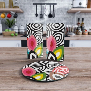 Decovetro Cam Sunum Servis Tabağı 3lü Yuvarlak Set Lavinia