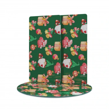 Decovetro Cam Sunum Servis Tabağı 3lü Yuvarlak Set Noel Yılbaşı Desenli