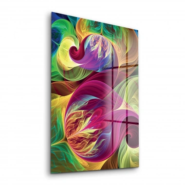 Decovetro Cam Tablo Dalgalı Çiçek Desen 30x40 cm