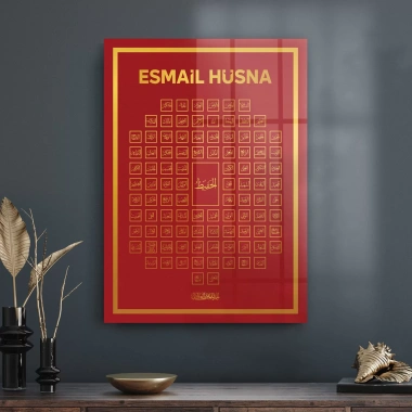 Decovetro Cam Tablo Esmaül Hüsna Dini İslami Tablo 50x70 cm