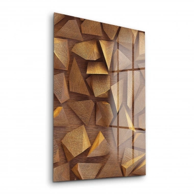 Decovetro Cam Tablo Geometrik Ahşap Desenli 30x40 cm