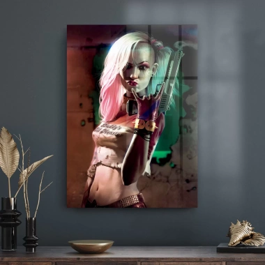 Decovetro Cam Tablo Harley Quinn Cyberpunk 50x70 cm