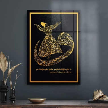 Decovetro Cam Tablo Mevlana Vav Dini İslami Tablo 70x100 cm