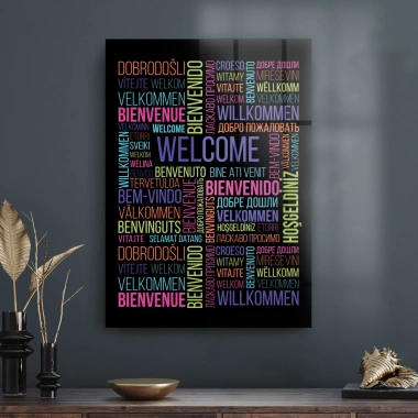 Decovetro Cam Tablo Ofisinize Özel Welcome 50x70 cm