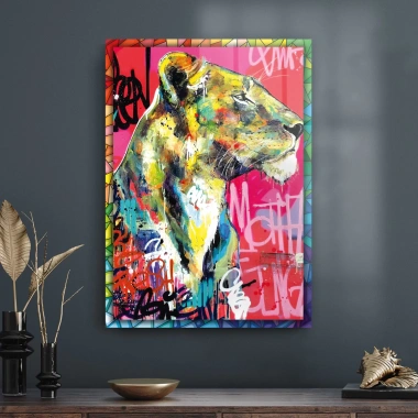 Decovetro Cam Tablo Pop Art Aslan 70x100 cm