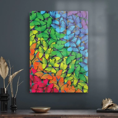 Decovetro Cam Tablo Renkli Kelebekler 50x70 cm