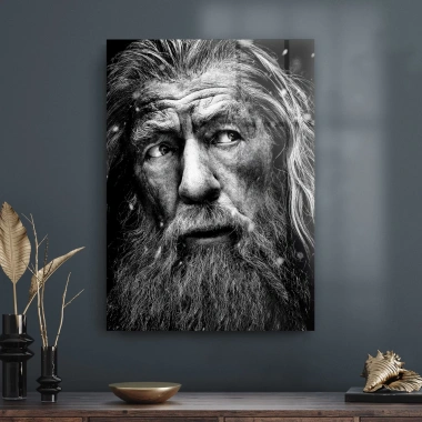 Decovetro Cam Tablo Siyah Beyaz Gandalf 50x70 cm