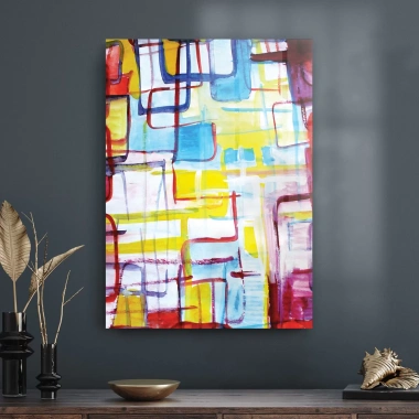Decovetro Cam Tablo Sulu Boya Soyut 70x100 cm