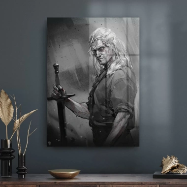 Decovetro Cam Tablo The Witcher Siyah Beyaz 50x70 cm