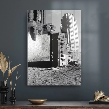 Decovetro Cam Tablo Vintage Şehir Manzarası 70x100 cm