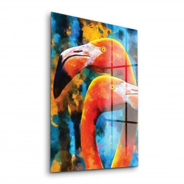 Decovetro Cam Tablo Yağlı Boya Flamingolar 30x40 cm