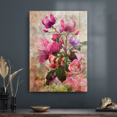 Decovetro Cam Tablo Yağlı Boya Güller 50x70 cm