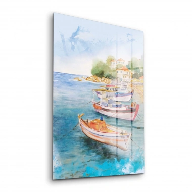 Decovetro Cam Tablo Yağlı Boya Kayıklar 30x40 cm