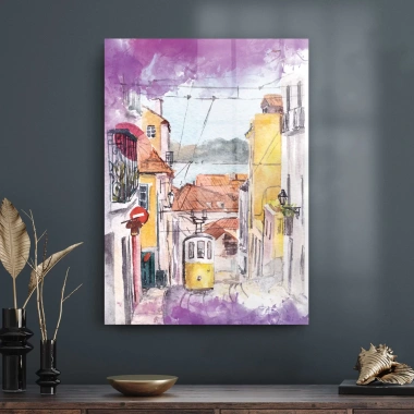 Decovetro Cam Tablo Yağlı Boya Tramvay 50x70 cm