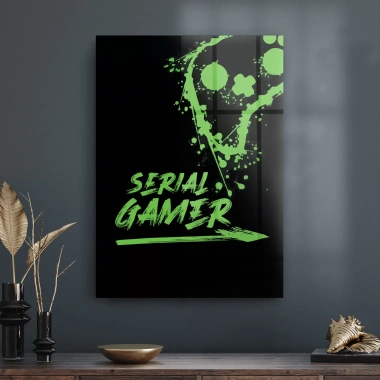 Decovetro Cam Tablo Yeşil Serial Gamer Yazılı 70x100 cm