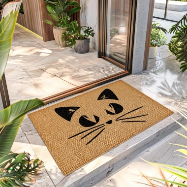 Decovetro Gölge Kedi Desenli Kapı Önü Halı Paspas 40 x 60 Cm